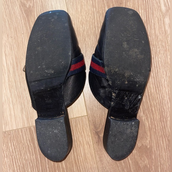 Authentic - Used - Gucci Black Leather Open Back Flats - Picture 6 of 10